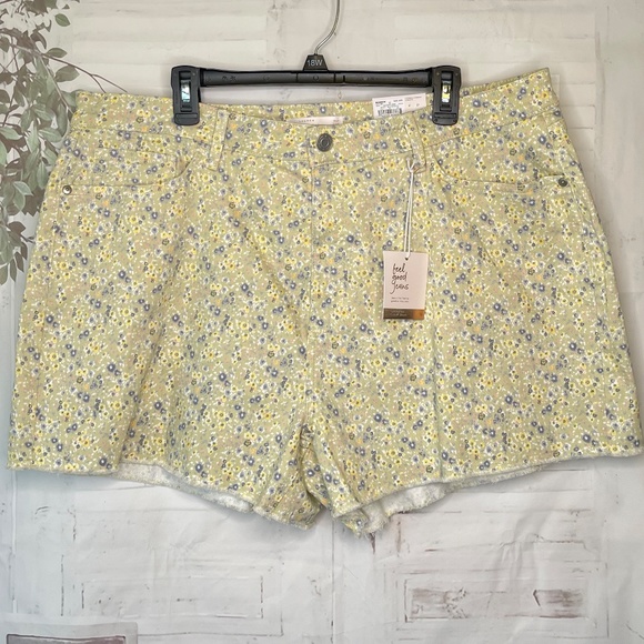 LC Lauren Conrad Green Super High Rise Cutoff Slim Hip Thighs Shorts Plus 20W - Picture 1 of 8